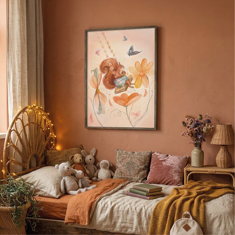 Lina Nocciolina e l’Altalena dei Giorni Lenti| stampa per la cameretta bambine | nursery room