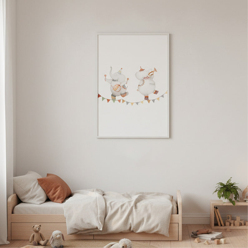 Gli Elefantini che Fecero Festa | stampa per la cameretta bambine | nursery room