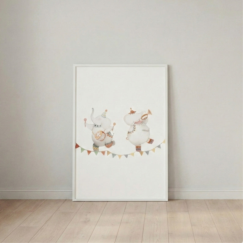Gli Elefantini che Fecero Festa | stampa per la cameretta bambine | nursery room
