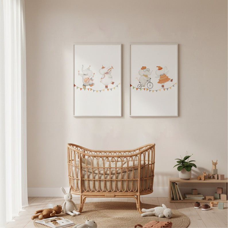 Gli Elefantini | stampa per la cameretta bambine | nursery room