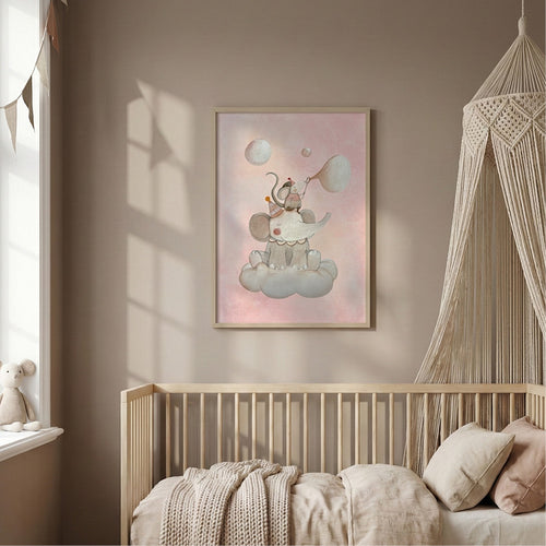Elefantino fra le nuvole | stampa per la cameretta bambine | nursery room
