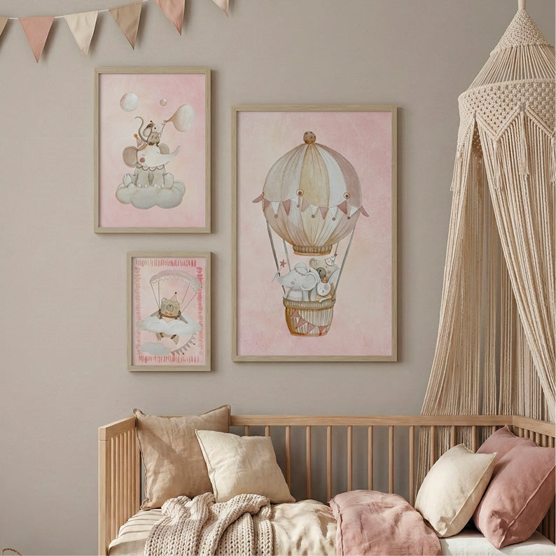 Elefantino fra le nuvole | stampa per la cameretta bambine | nursery room