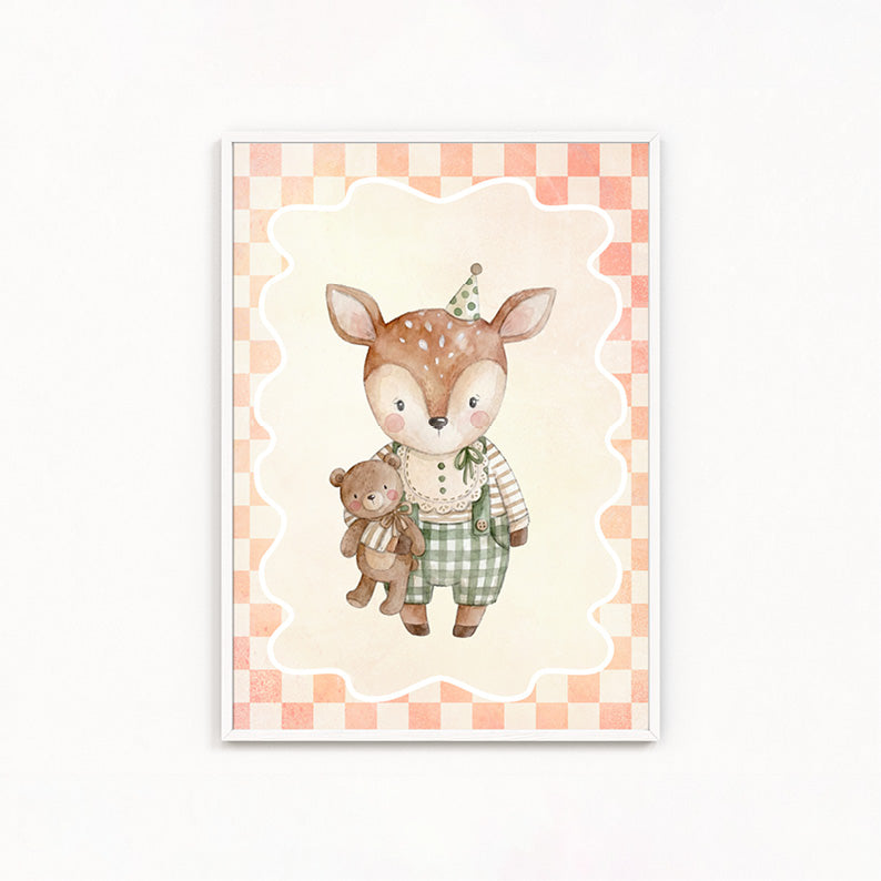 Cerbiatto con Orsetto | stampa per la cameretta bambine | nursery room