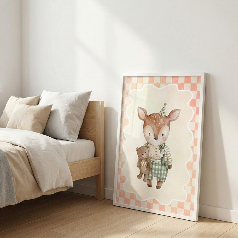 Cerbiatto con Orsetto | stampa per la cameretta bambine | nursery room