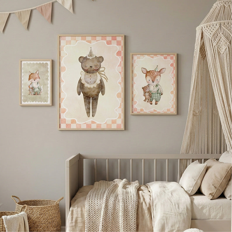 Cerbiatto con Orsetto | stampa per la cameretta bambine | nursery room