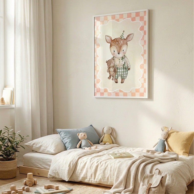Cerbiatto con Orsetto | stampa per la cameretta bambine | nursery room
