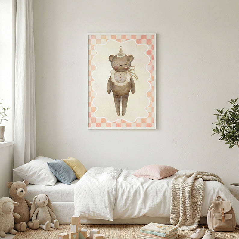 Orsetto con Cappellino | stampa per la cameretta bambine | nursery room