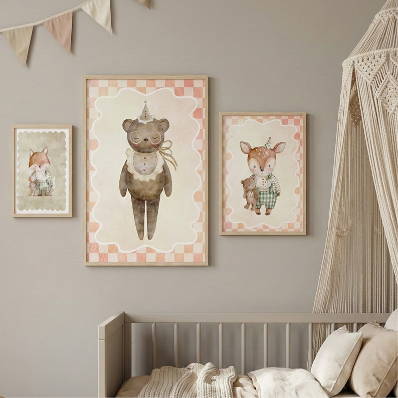 Orsetto con Cappellino | stampa per la cameretta bambine | nursery room