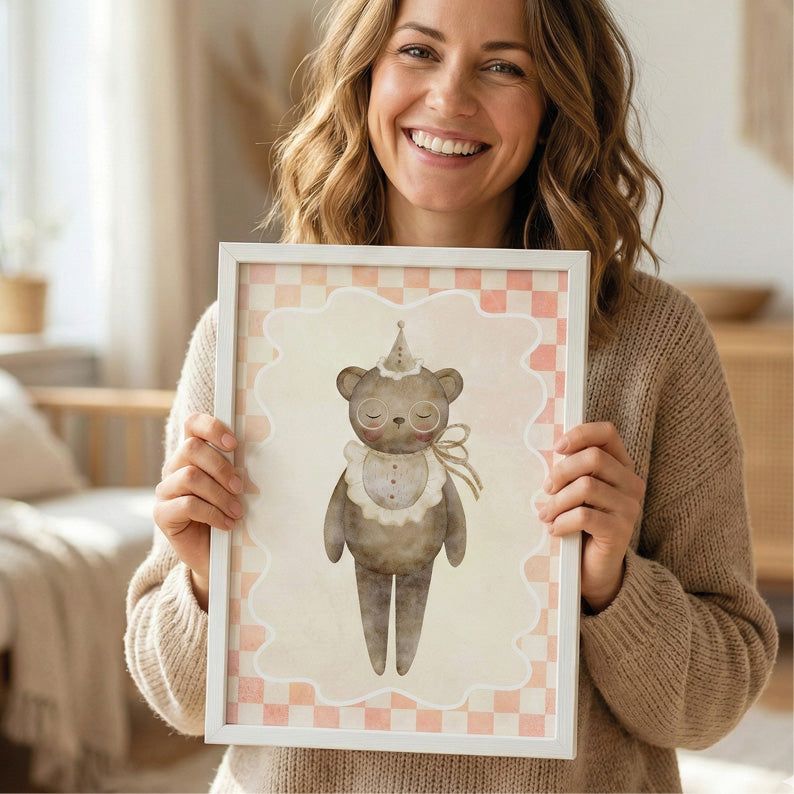 Orsetto con Cappellino | stampa per la cameretta bambine | nursery room