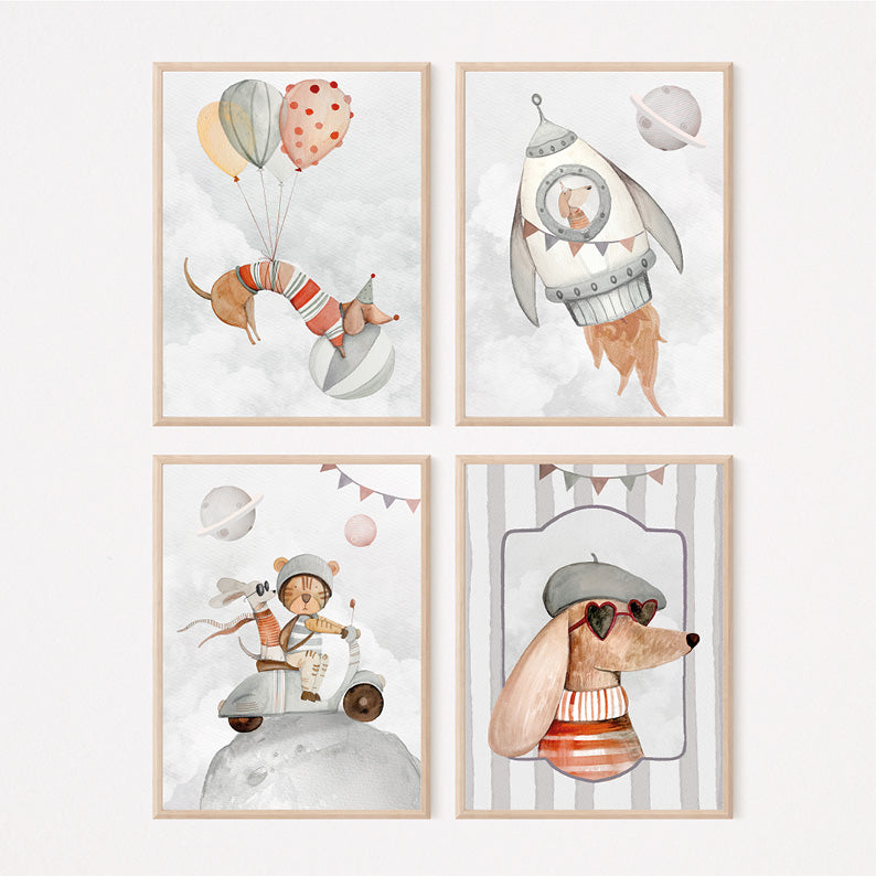avventure nello spazio - set 4 quadretti