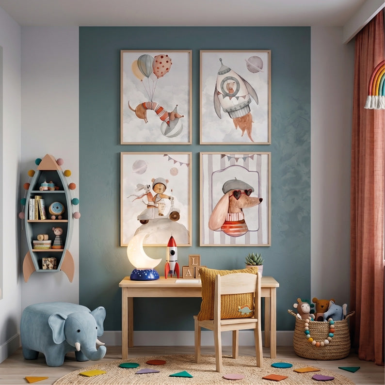 avventure nello spazio - set 4 quadretti